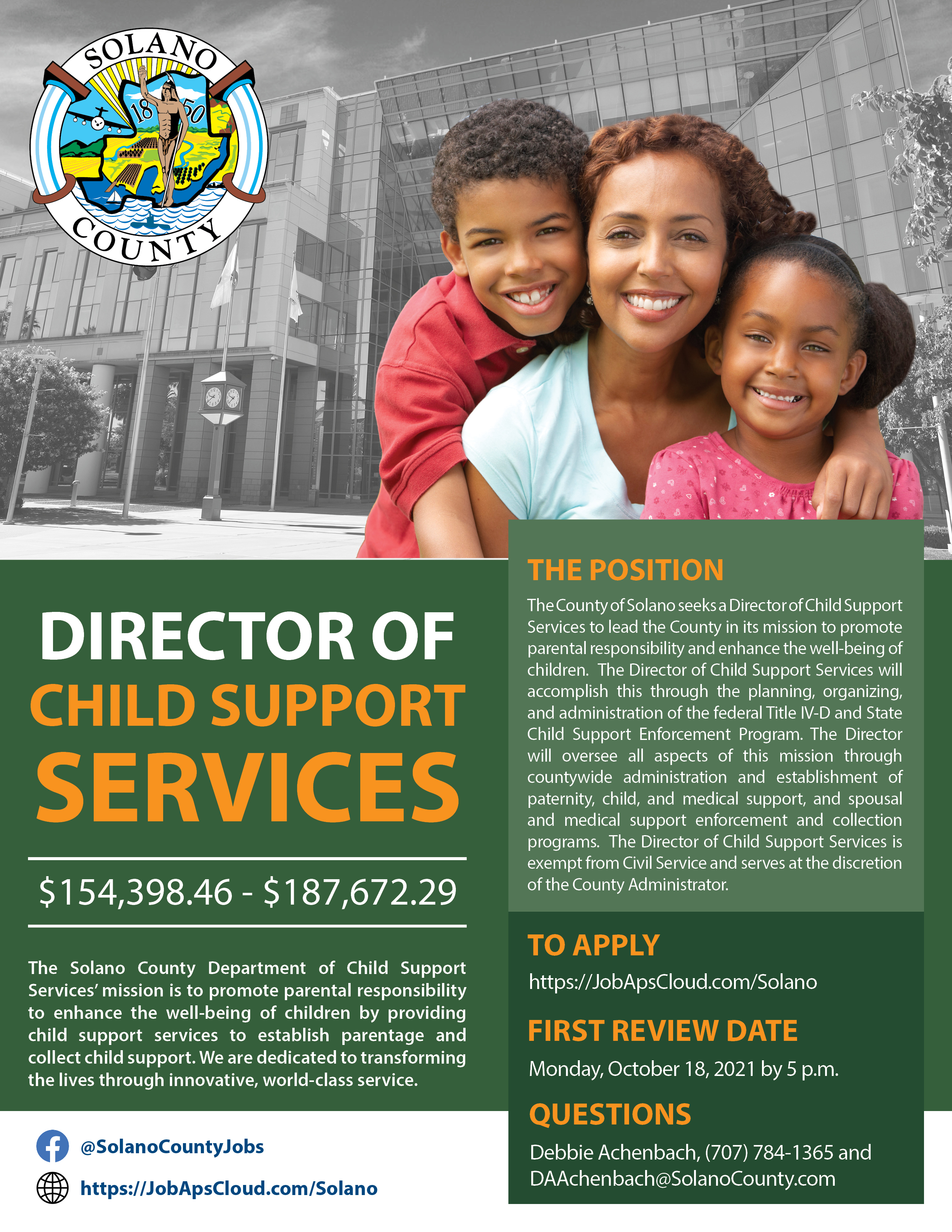 Job Announcement: Director of Child Support Services - County of Solano