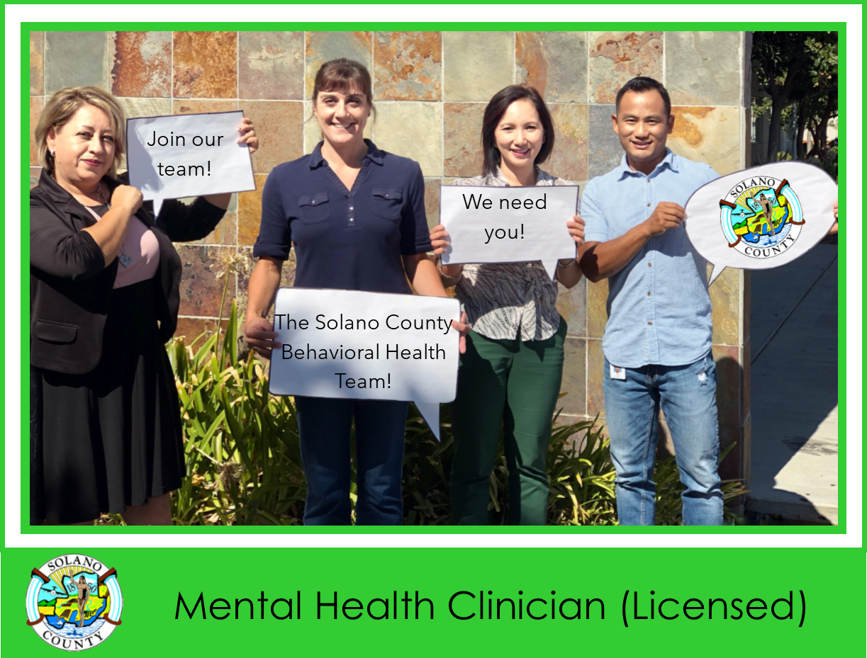 Job Announcement: Mental Health Clinician (Licensed) - County of Solano